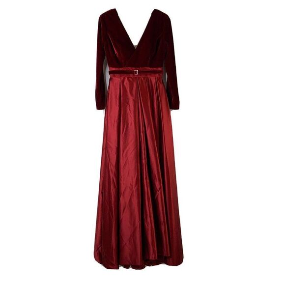 Bridess Velvet Satin Gown Size 6 Long Formal Wedding Bride Dress Slit Pockets - Picture 2 of 12
